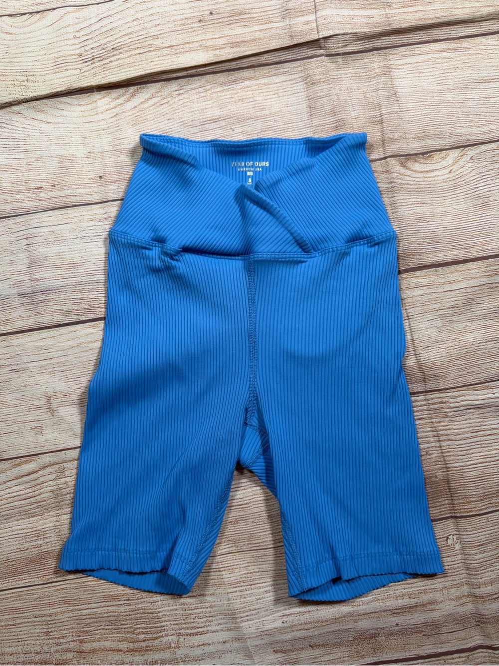 Year of Ours Powder Blue Ribbed Bike Shorts